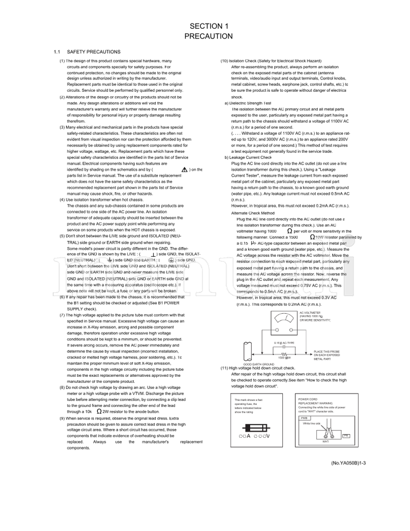 JVC YA050B AV-27530 (45 pages) TV Service Manual