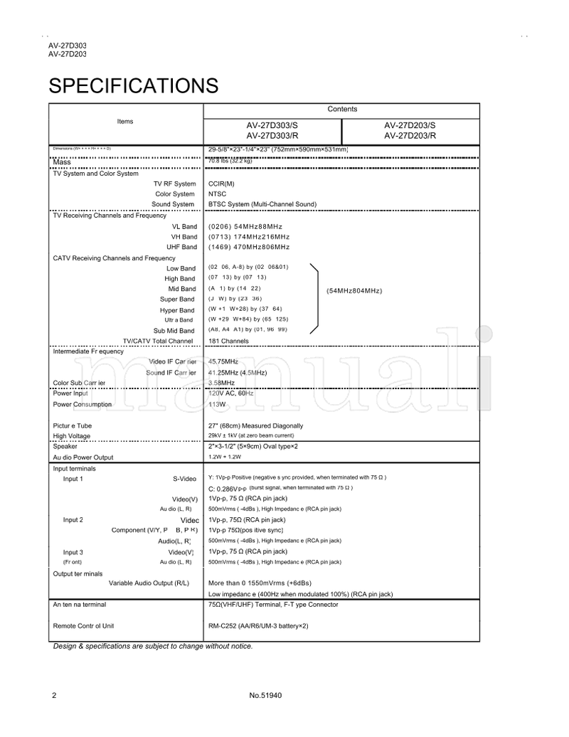 JVC AV-27D303/S (63 pages) TV Service Manual
