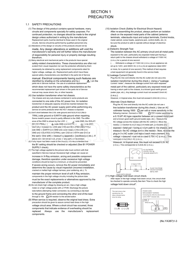 JVC YA387 AV-27F577 AV-32F577 (75 pages) TV Service Manual