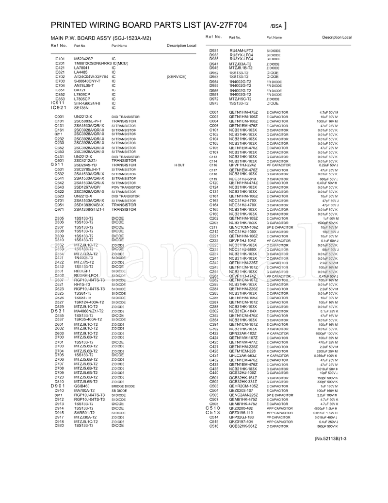 JVC 52113B AV-27F704 AV-32F704 27F704 (117 pages) TV Service Manual