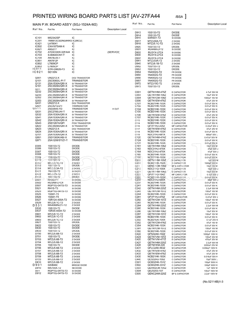JVC 52114B AV-32FA44 32FA44 AV-27FA44 (118 pages) TV Service Manual