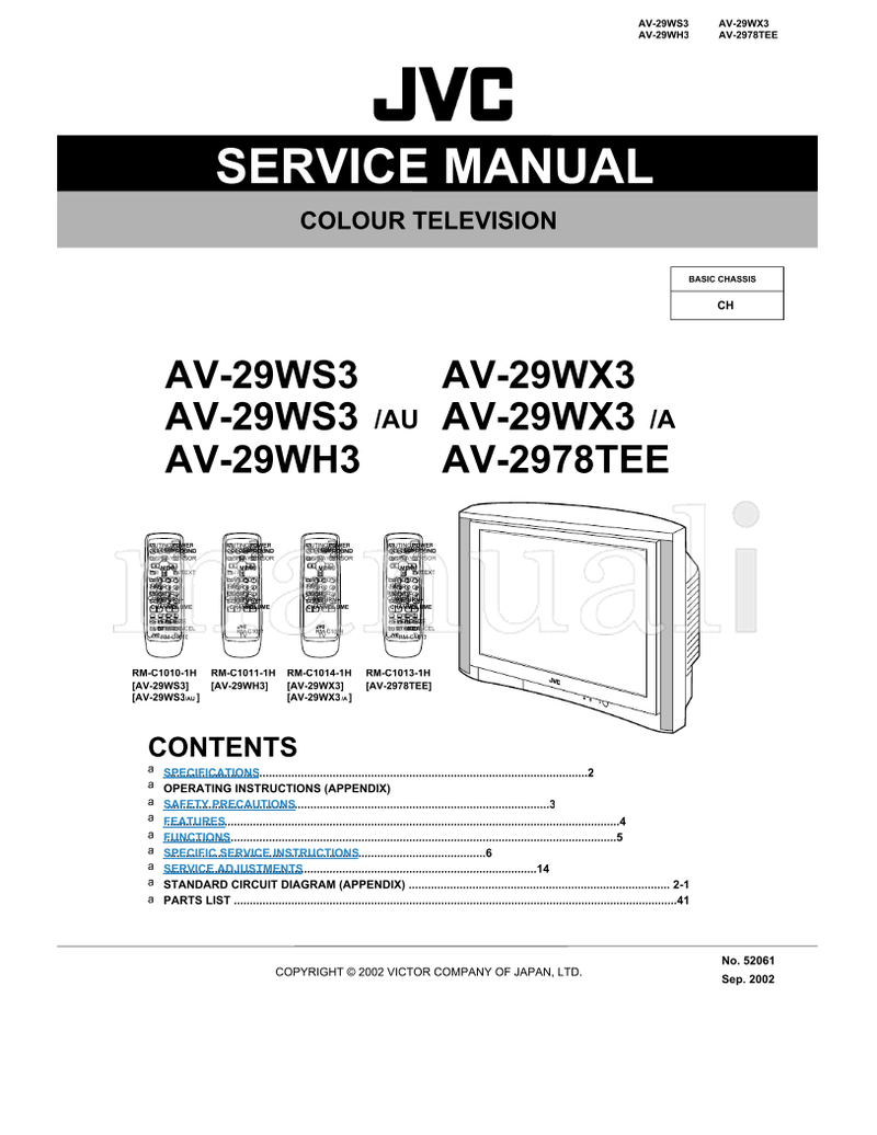 JVC AV-29WS3 AV-29WH3 RM-C1011 RM-C1010 RM-C1010-1H RM-C1011-1H (78 pages) TV Service Manual