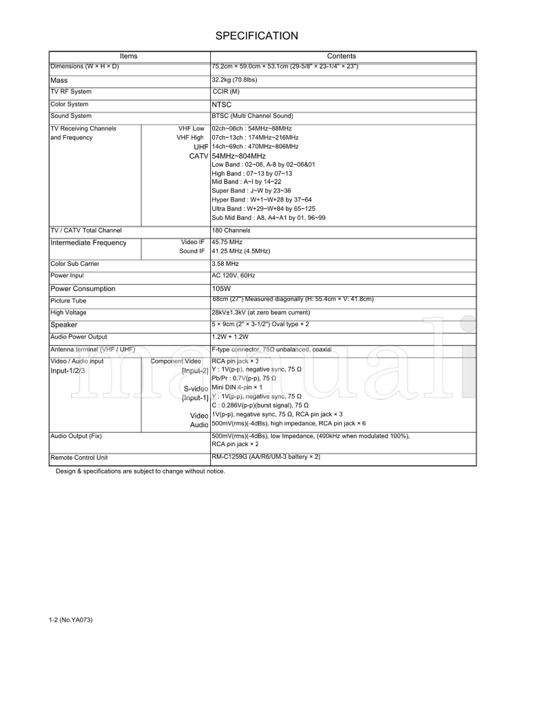 JVC D Series (55 pages) TV Service Manual