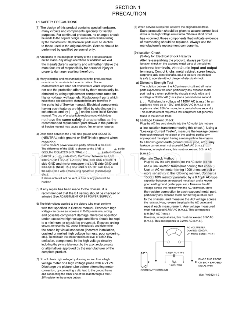 JVC YA032 (89 pages) TV Service Manual