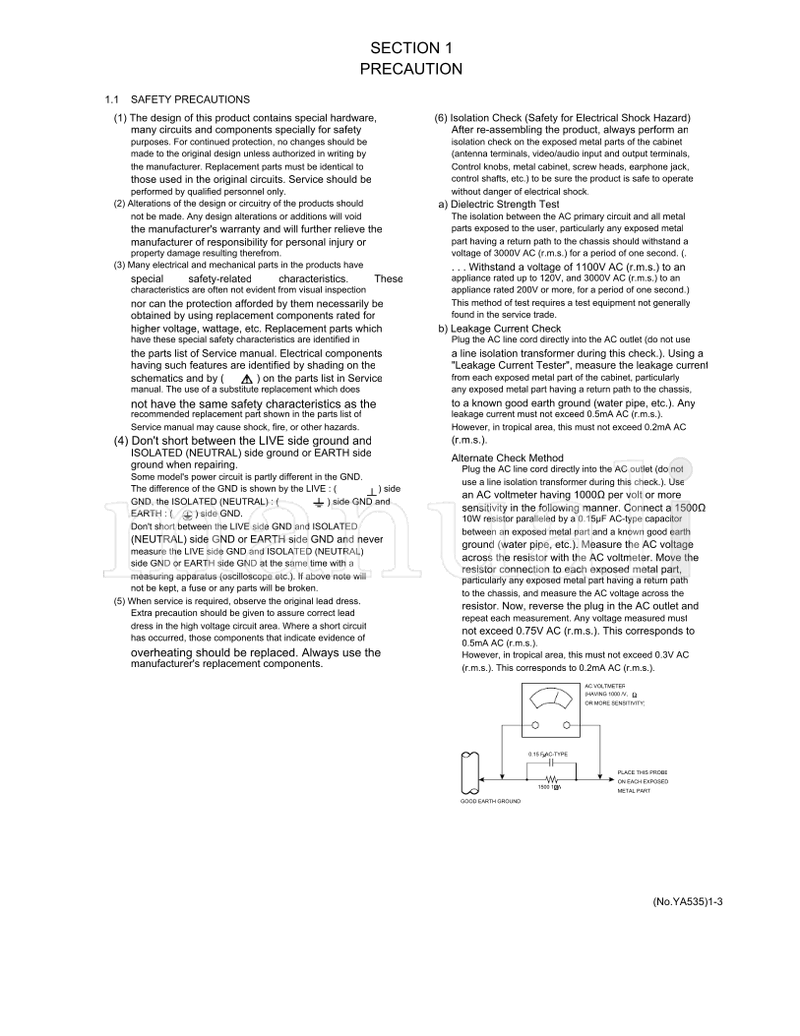 JVC YA535 LT-37X688 LT-42X688 (34 pages) TV Service Manual