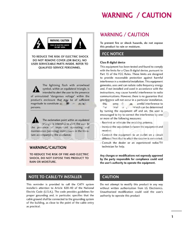 LG 1930 (116 pages) TV Operating Manual