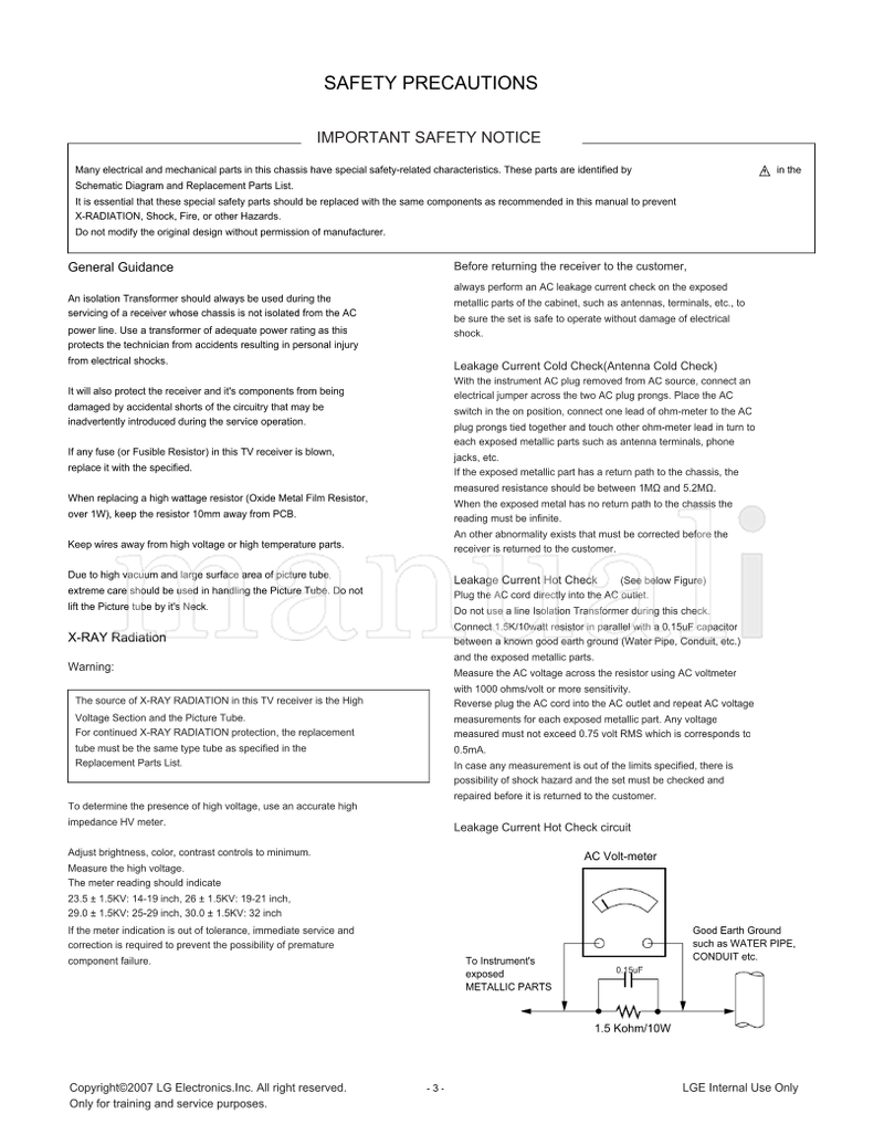 LG MFL31616401 CW62B 21FS4RLX 21FS4RLX-ZV (29 pages) TV Service Manual