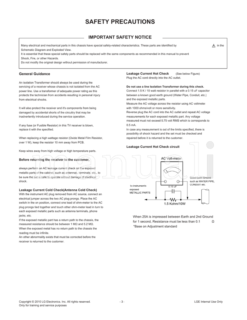 LG LC01A 22LE5300 22LE5300-CA (36 pages) TV Service Manual