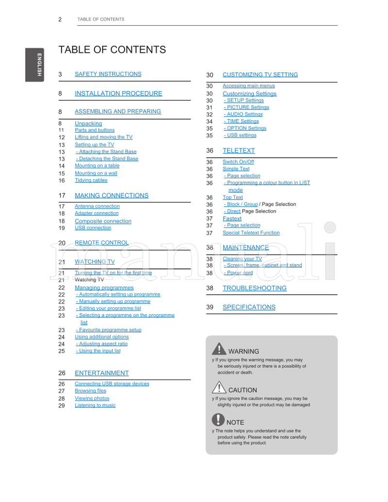 LG 22LN4000-TA MFL67861307 (40 pages) TV Operating Manual