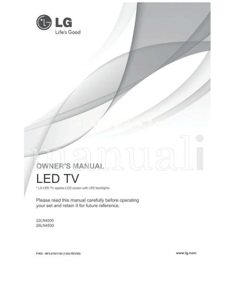 LG 22LN4500 26LN4500 MFL67651182 (36 pages) TV Operating Manual