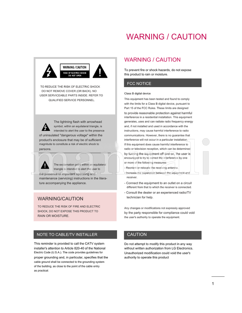 LG 26LG30 32LG30 37LG30 42LG30 32LG60 37LG60 42LG60 47LG60 (52 pages) TV Operating Manual