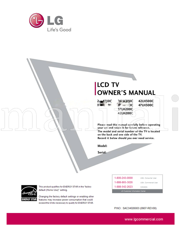 LG SAC34026003 (130 pages) TV Operating Manual