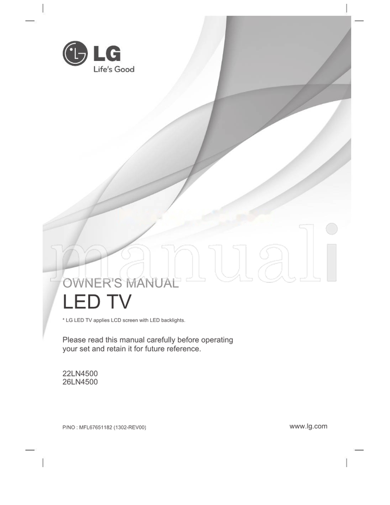 LG 22LN4500 26LN4500 MFL67651182 (32 pages) TV Operating Manual