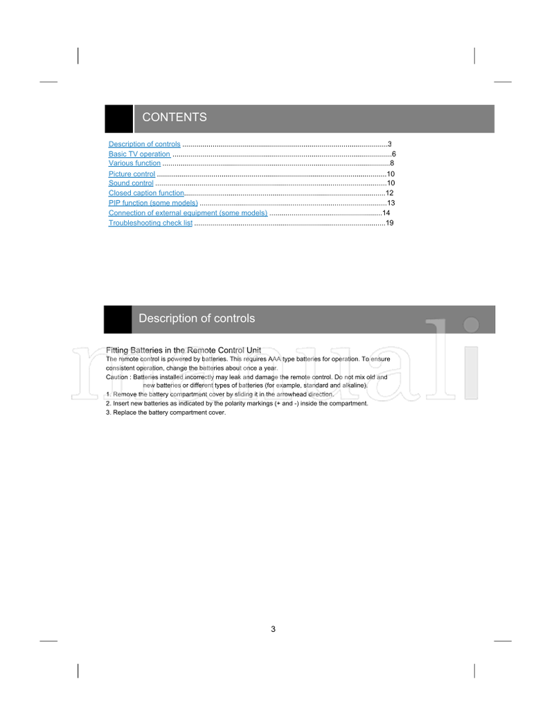 LG 29FU9RL (20 pages) TV Operating Manual