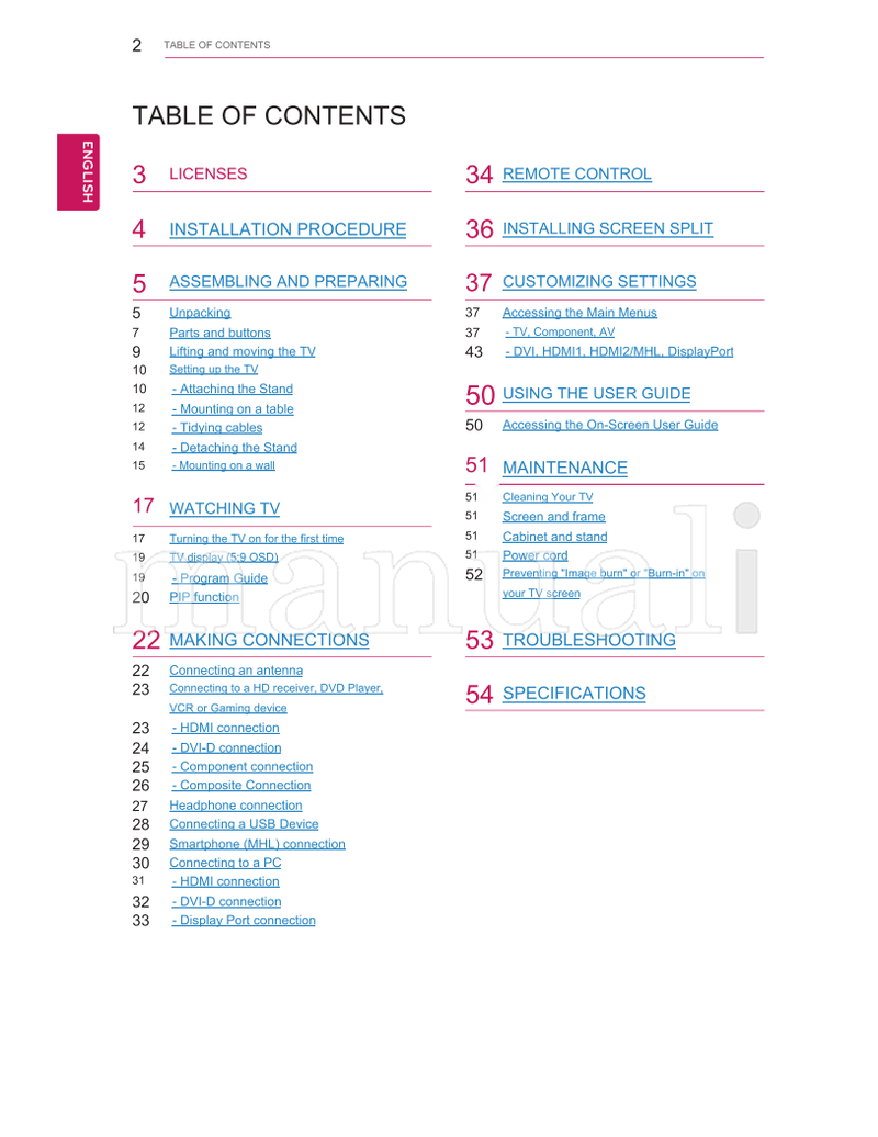 LG 29MA73D 29LN450W (58 pages) TV Operating Manual