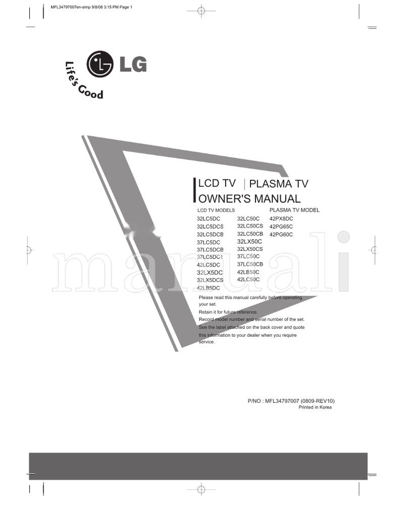 LG 42LC5DC 32LX5DC 42PX8DC S8-25428 S8-21950 S7-94054 S7-93931 (38 pages) TV Operating Manual