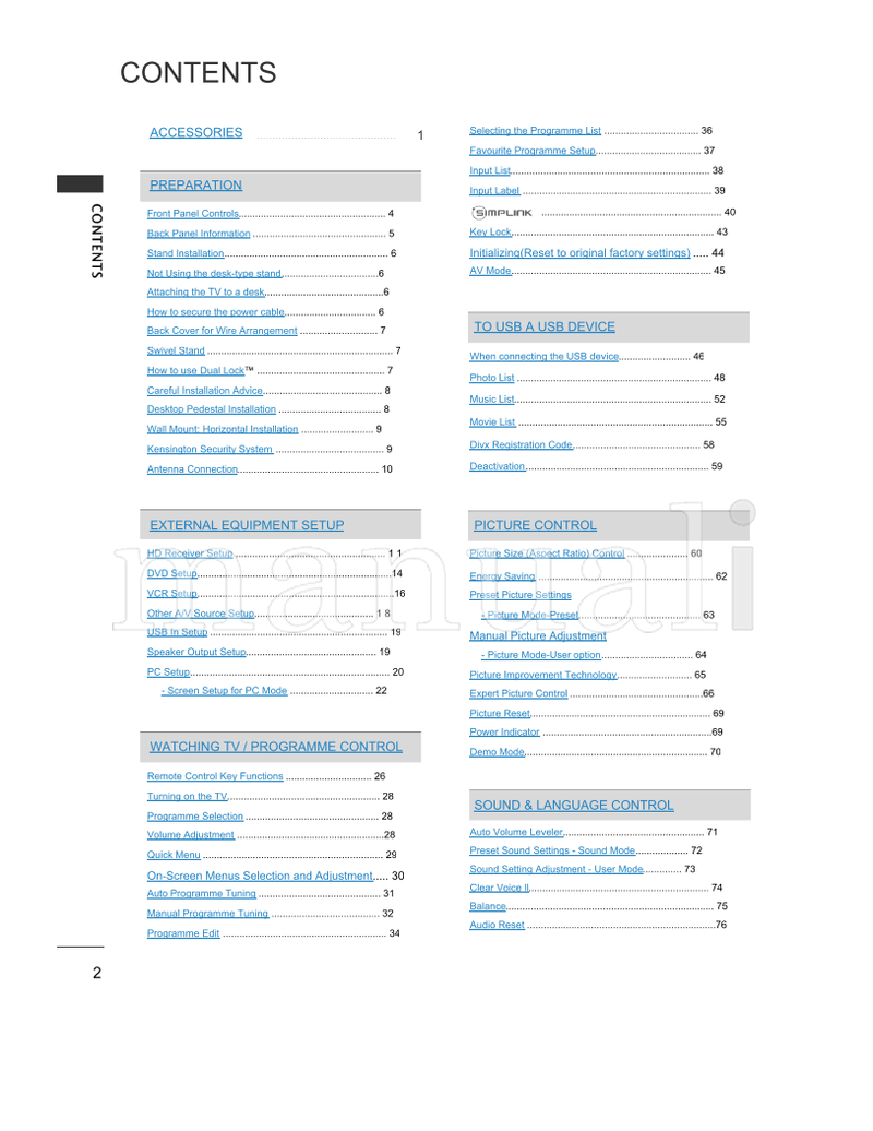 LG 42LH2 Series (100 pages) TV Operating Manual