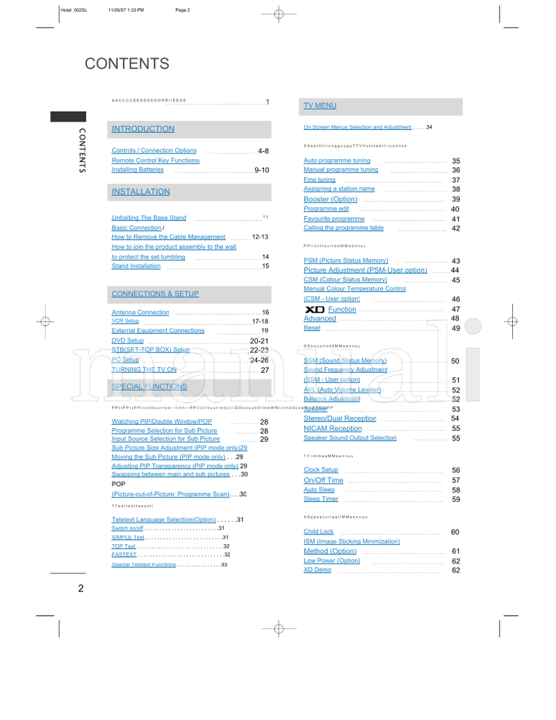 LG Hotel0025U (88 pages) TV Operating Manual