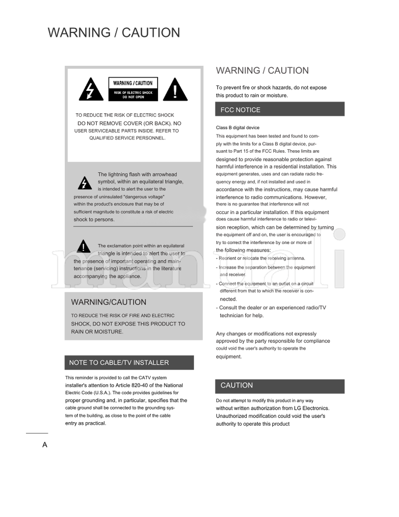LG 32LG30-UA 37LG30-UA 42LG30-UA 37LG50-UA 42LG50-UA 47LG50-UA (92 pages) TV Operating Manual