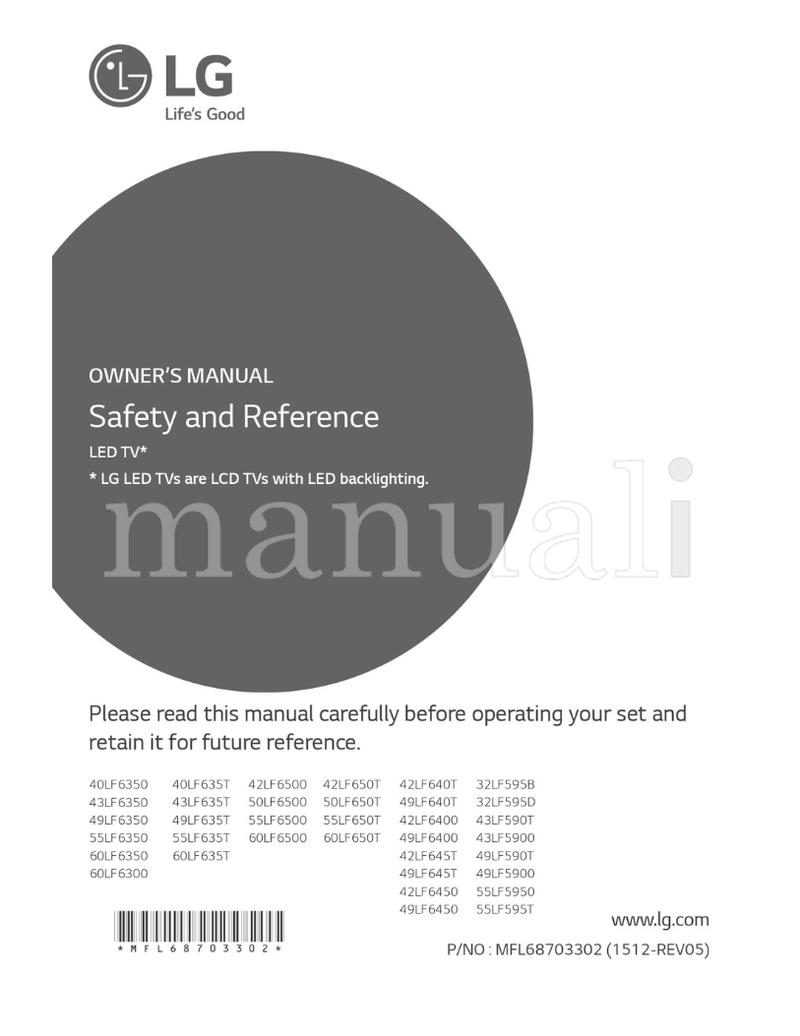 LG 40LF6350 40LF635T 43LF6350 43LF635T 49LF6350 49LF635T (65 pages) TV Operating Manual