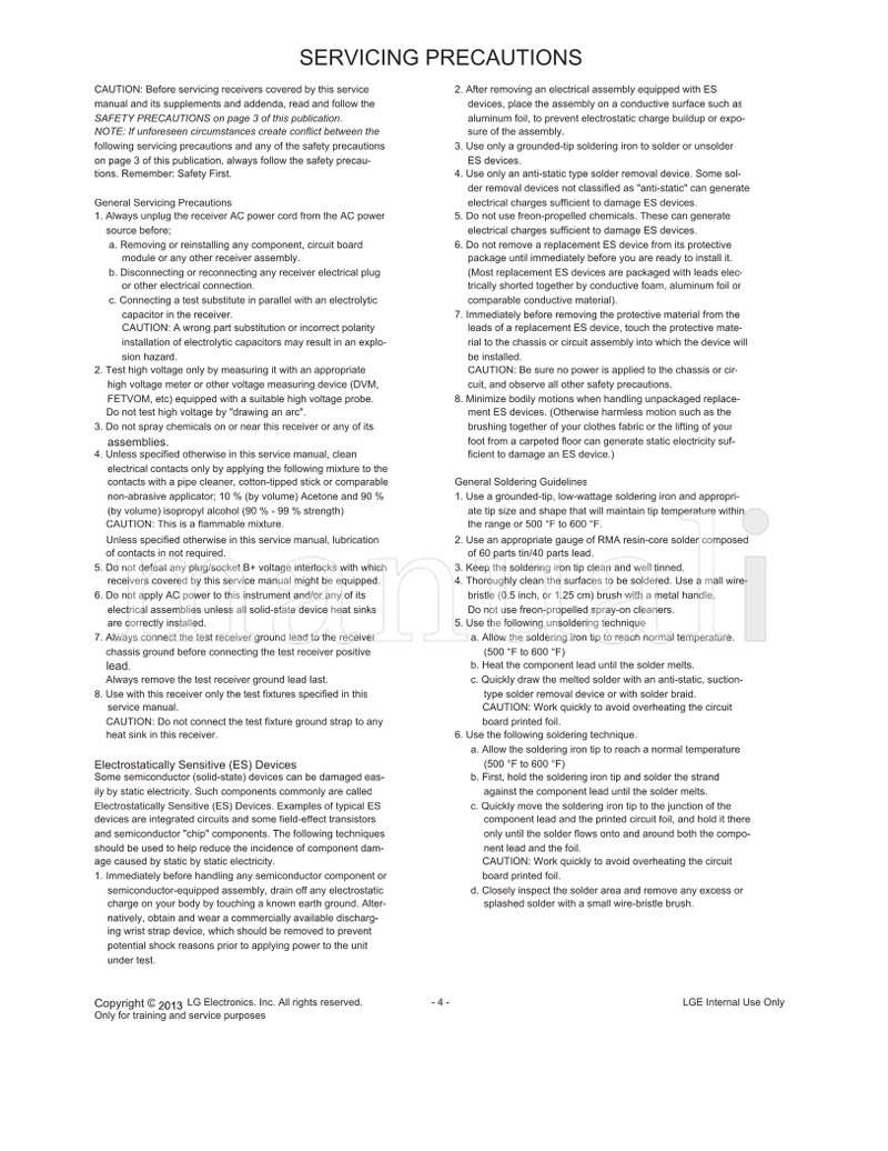 LG 50LN54 Series (76 pages) TV Service Manual