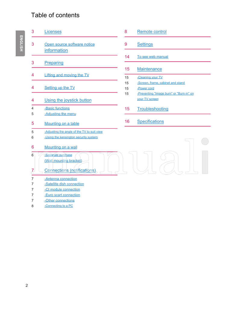 LG MT58* MT48* MT41* (21 pages) TV Operating Manual