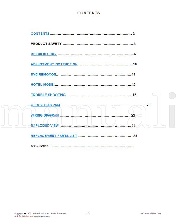 LG RZ20LZ55C (36 pages) TV Service Manual