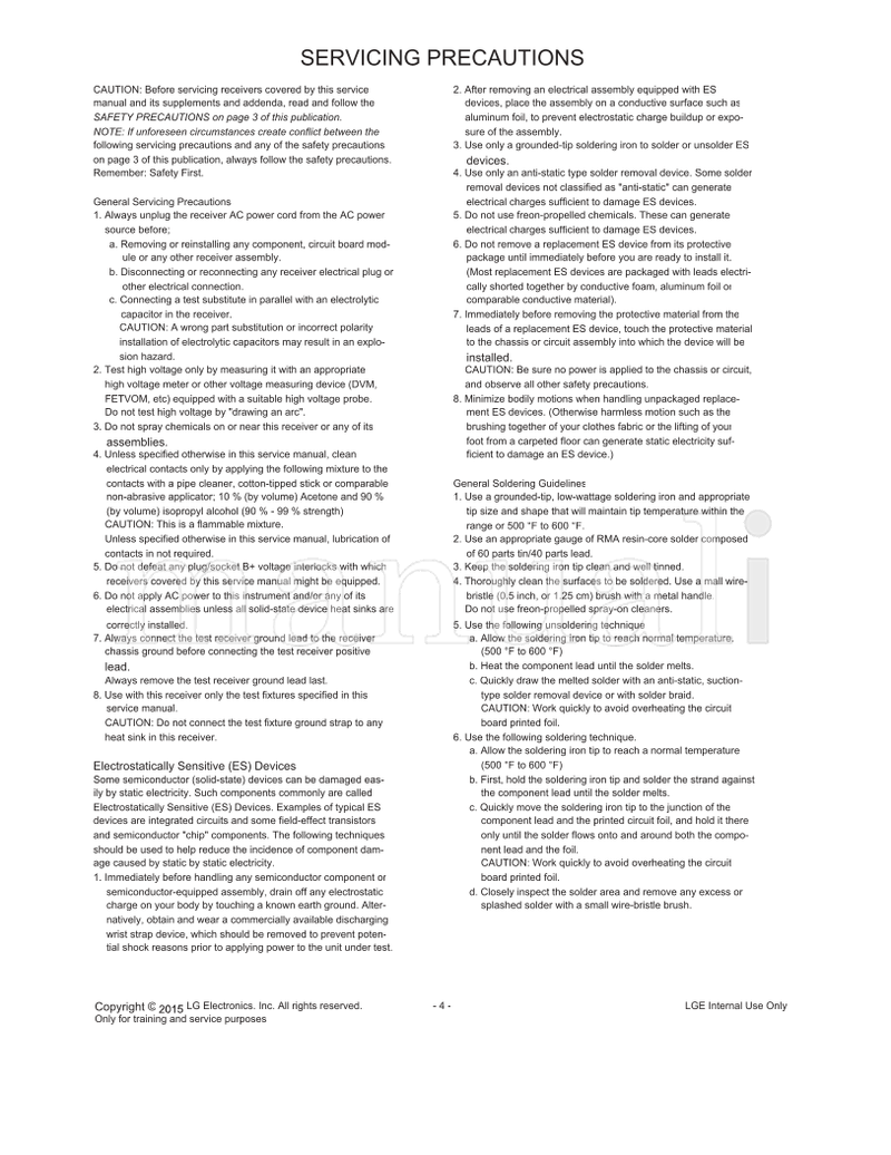 LG Table Of Contents; Contents 49LF5400 (29 pages) TV Service Manual