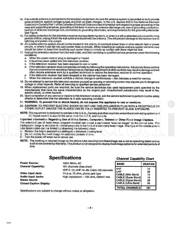 Panasonic CT-20G CT-2010S CT-2011S CT-2012S (24 pages) TV Operating Manual