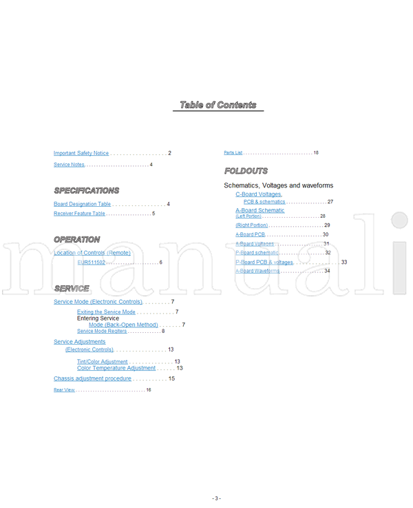 Panasonic MTNC010527C1 CT-24SX11E CT-24SX11UE CT-24SX11CE MTNC010837A1 (36 pages) TV Service Manual