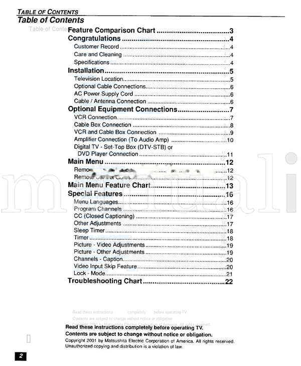 Panasonic CT-24SX11 CT-24SX11U CT-F2511 CT-F2511X CT-F2521L (25 pages) TV Operating Manual