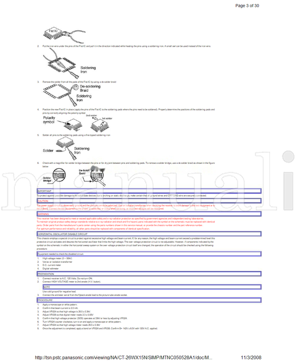 Panasonic CT-26WX15N CT-26WX15UN CT-32HL44J MTNC050528A1 (31 pages) TV Service Manual