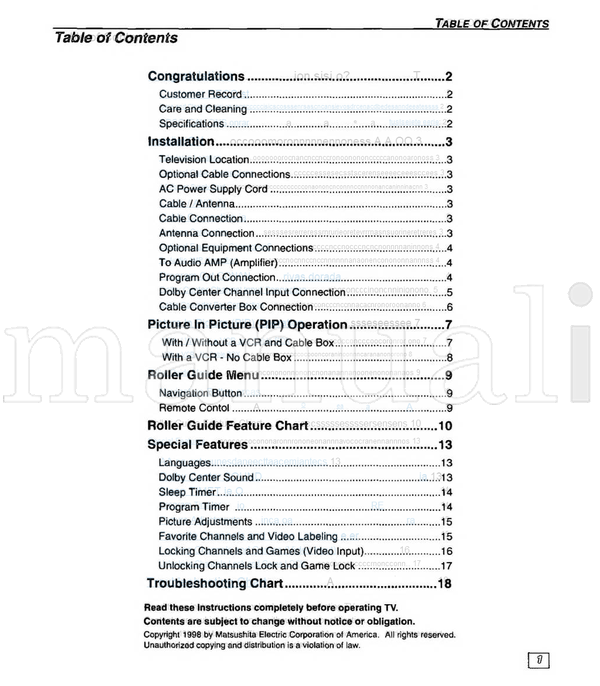 Panasonic CT-275F35 CT-F2993 CT-F2993V CT-F2993X CT-32SF35 CT-F3393 (44 pages) TV Operating Manual