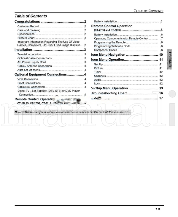 Panasonic CT-27C8 CT-32C8 CT-27L8 CT-27L8S CT-32L8 CT-27G8 CT-32G8 (45 pages) TV Operating Manual