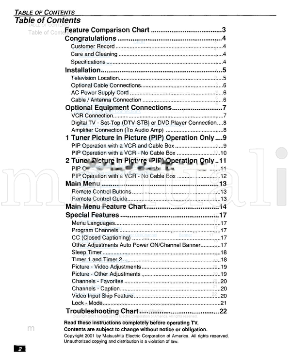 Panasonic CT-27D11 CT-27D21 CT-27D31 CT-2772S CT-2772SU CT-32D11 (25 pages) TV Operating Manual