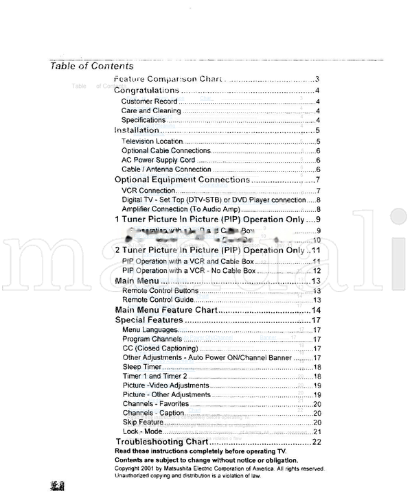Panasonic CT-27D11 CT-27D31C CT-2772SC CT-32D31C CT-3274SC CT-36D11C (25 pages) TV Operating Manual