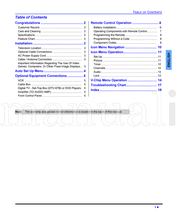 Panasonic CT27E13 (73 pages) TV Operating Manual