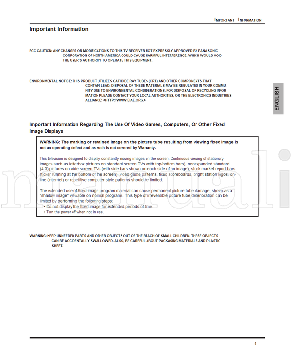 Panasonic CT-20SL15 CT-27SC15 CT-27SL15 TQB2AA0561 50301 (68 pages) TV Operating Manual