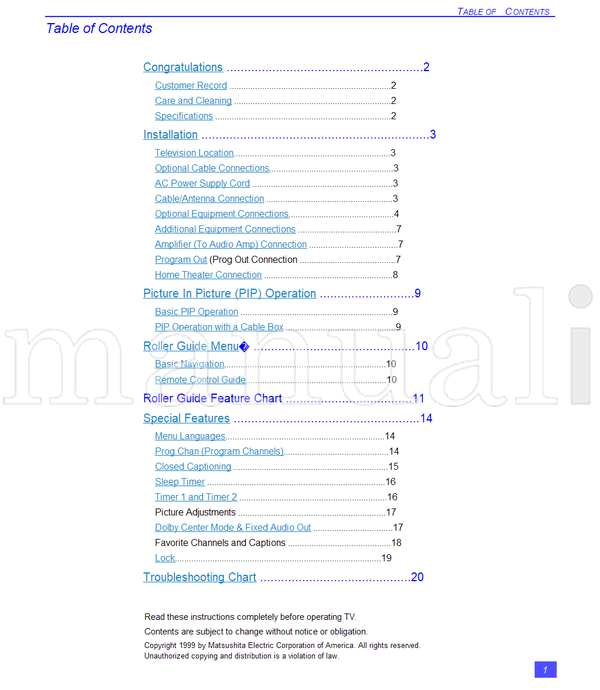 Panasonic CT-27XF36C CT-32XF36C CT-36XF36C TQB2AA0323 90416 (44 pages) TV Operating Manual