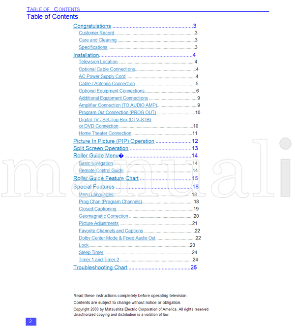 Panasonic CT-32SX30 TQB2AA0338 00905 (55 pages) TV Operating Manual