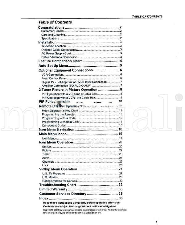 Panasonic CT-27D32 CT-32D32 CT-36D32 TQB2AA0401 (40 pages) TV Operating Manual