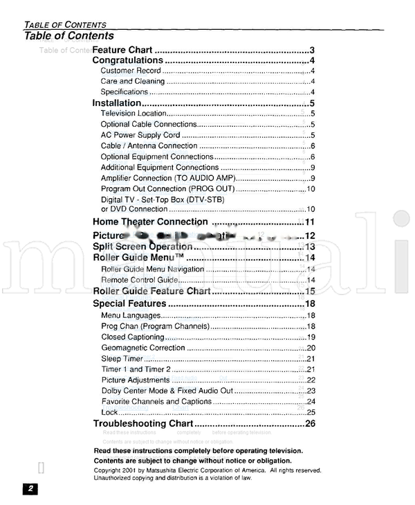 Panasonic CT-32HX41 CT-32HX41U CT-36HX41 CT-36HX41U TQB2AA0371 10306 (29 pages) TV Operating Manual