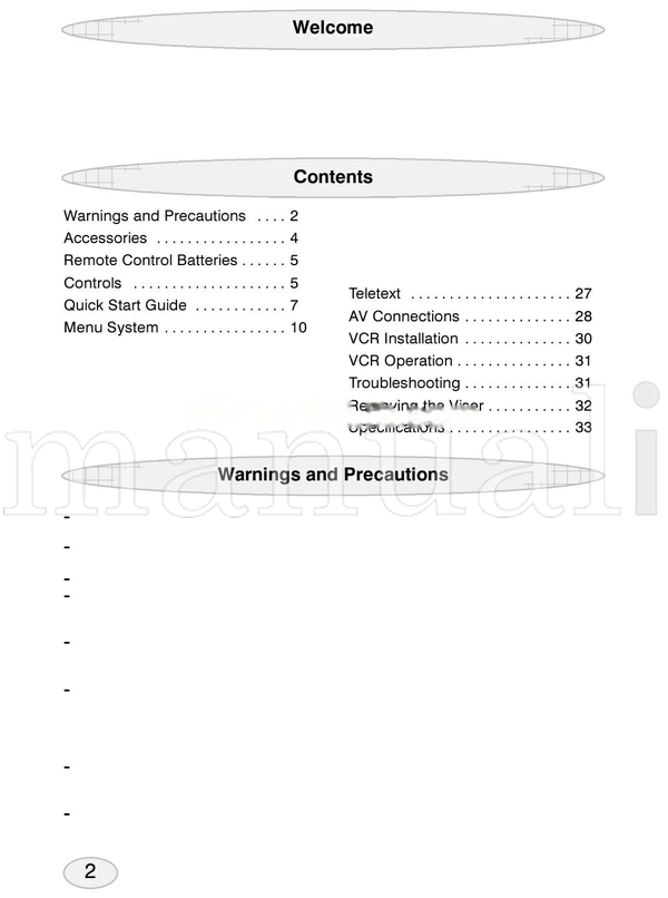 Panasonic Genus TXG10 (34 pages) TV Operating Manual
