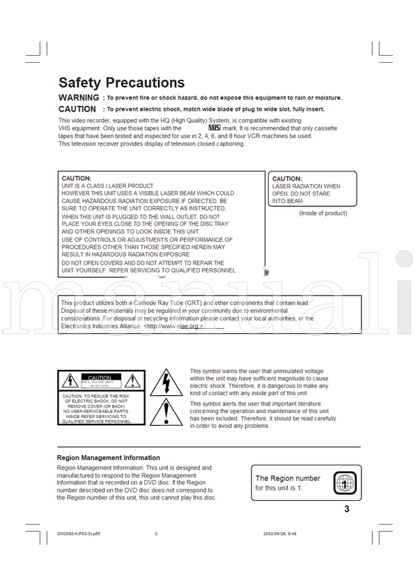 Panasonic PV-DM2092-K (72 pages) TV Operating Manual