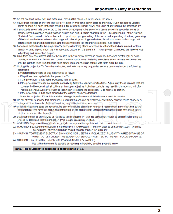 Panasonic PT-52DL10 TQBC0215-1 (76 pages) TV Operating Manual