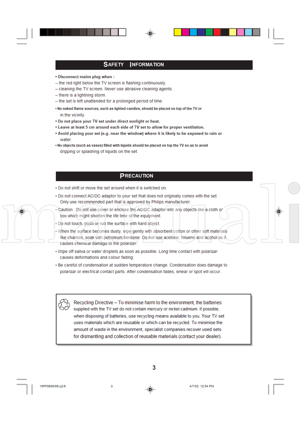 Philips 15PF9936 (51 pages) TV Operating Manual