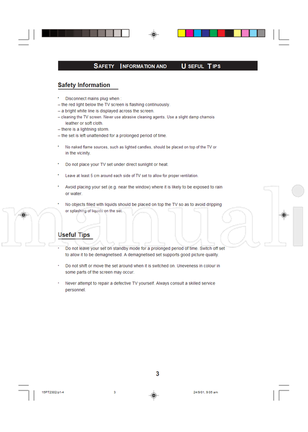 Philips 15PT1727 (24 pages) TV Operating Manual