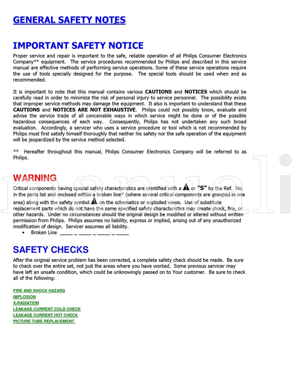 Philips 14810 37914 20PT6245 (65 pages) TV Service Manual