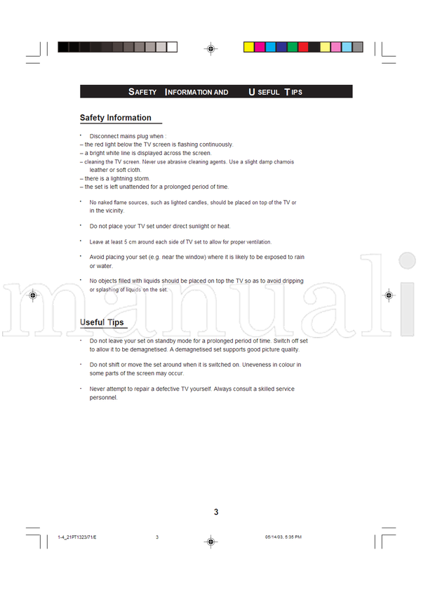 Philips 1-421PT1323 21PT1323 (24 pages) TV Operating Manual