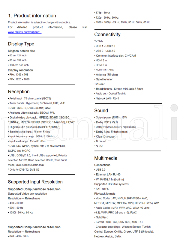 Philips 32PHS6808 43PFS6808 NT72690 32PFS6908 24PHS6808 21690 (83 pages) TV Service Manual